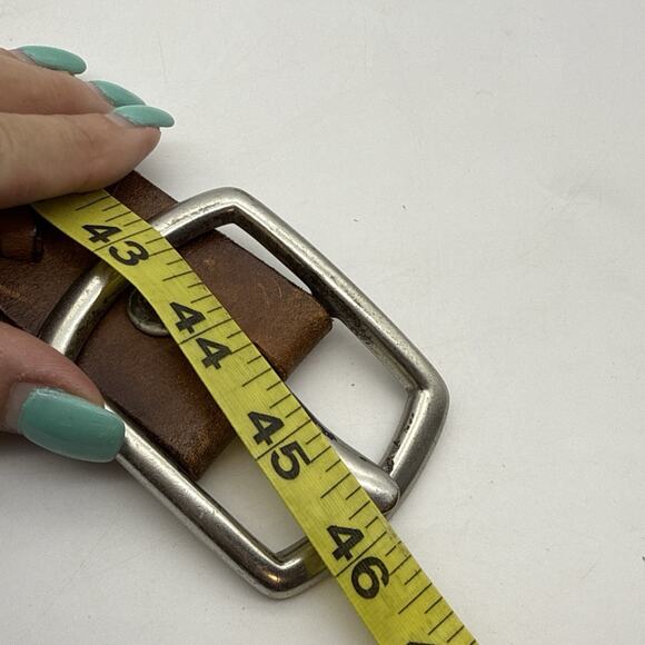 Item is SOLD Vintage Y2K Abercrombie & Fitch Brown Leather Belt Solid Brass - Picture 9 of 9